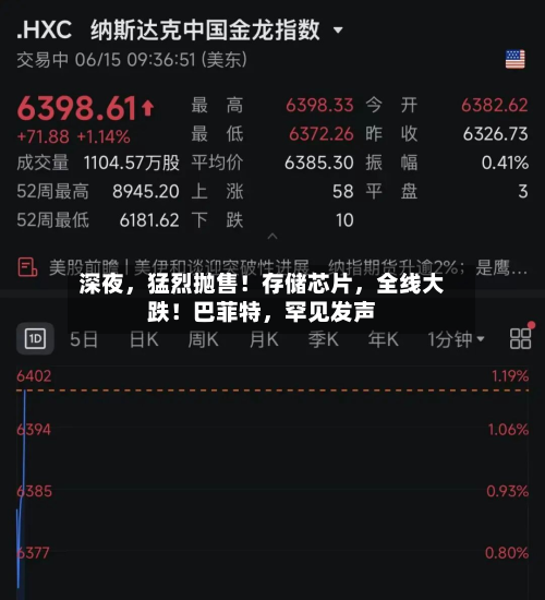 深夜，猛烈抛售！存储芯片，全线大跌！巴菲特	，罕见发声-第2张图片