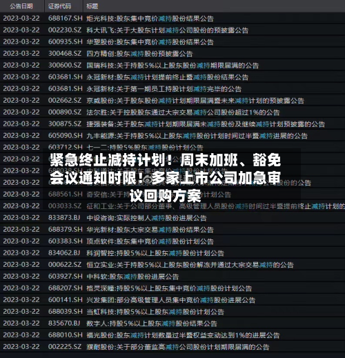 紧急终止减持计划！周末加班、豁免会议通知时限！多家上市公司加急审议回购方案-第2张图片