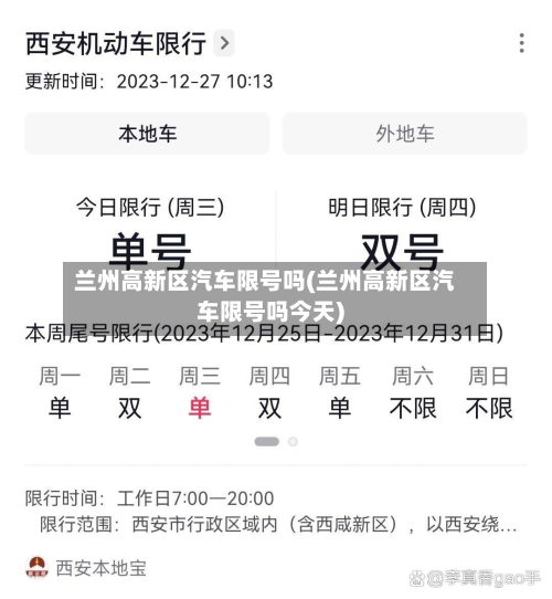 兰州高新区汽车限号吗(兰州高新区汽车限号吗今天)