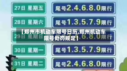 【郑州市机动车限号日历,郑州机动车限号处罚规定】