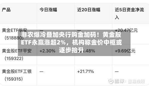 非农爆冷叠加央行购金加码！黄金股ETF永赢涨超2%，机构称金价中枢或逐步抬升-第3张图片