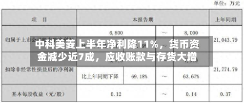 中科美菱上半年净利降11%，货币资金减少近7成	，应收账款与存货大增-第3张图片