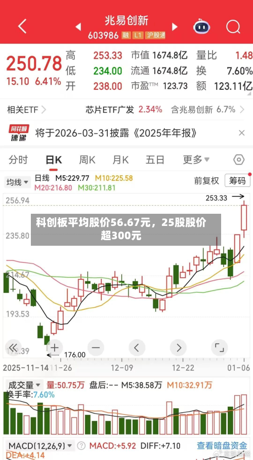 科创板平均股价56.67元，25股股价超300元-第3张图片