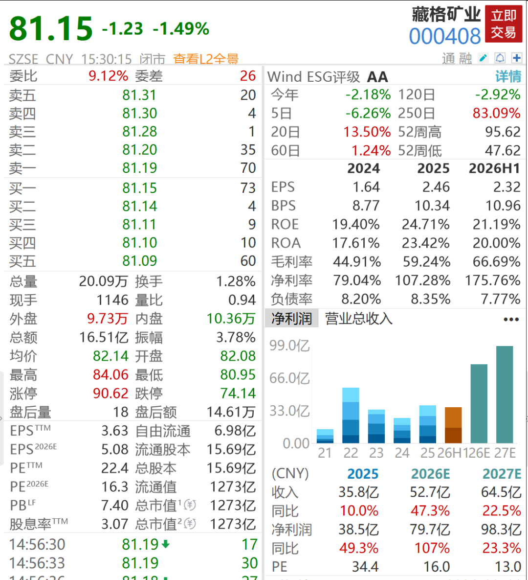 千亿铜矿巨头，净利大增超100%创历史新高